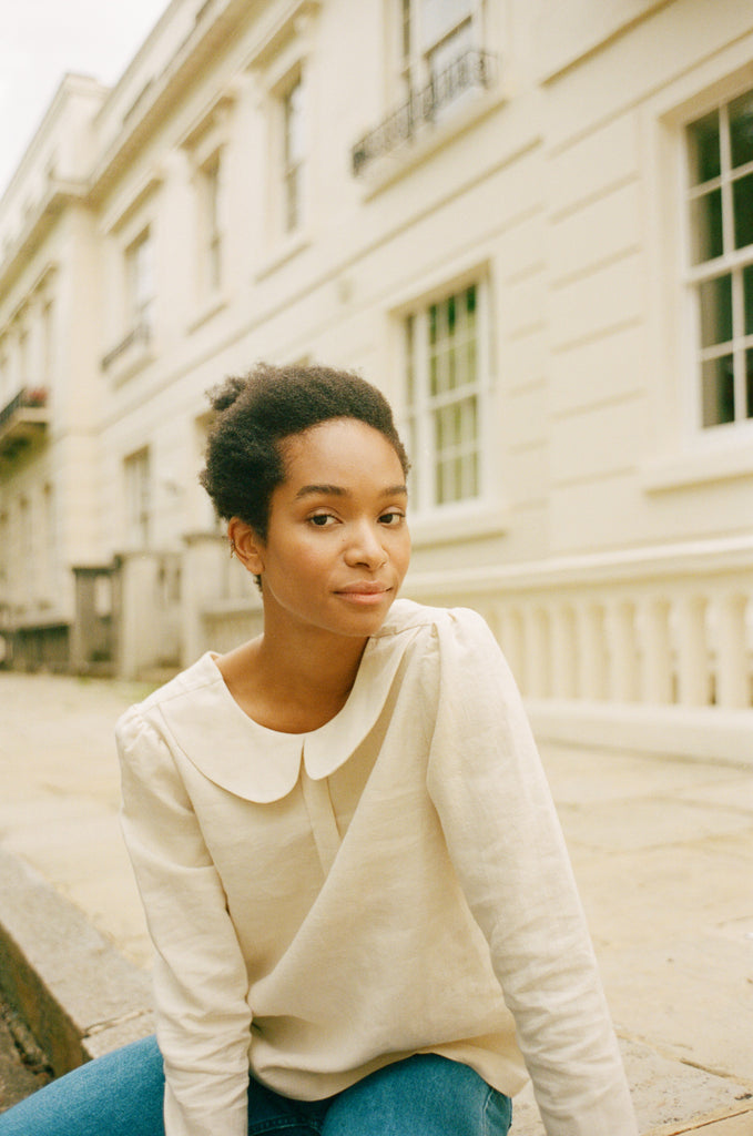 organic linen blouse Camille Natural